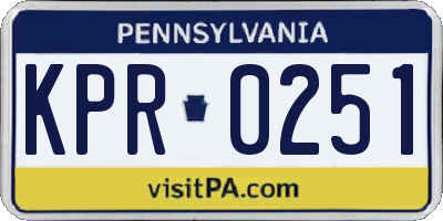 PA license plate KPR0251