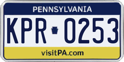 PA license plate KPR0253