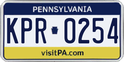PA license plate KPR0254