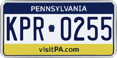 PA license plate KPR0255