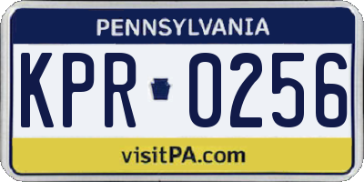 PA license plate KPR0256