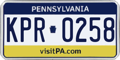 PA license plate KPR0258