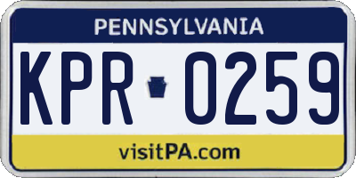 PA license plate KPR0259