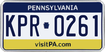 PA license plate KPR0261