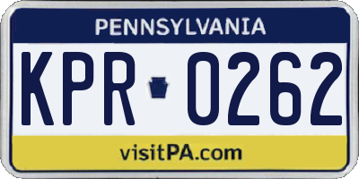 PA license plate KPR0262