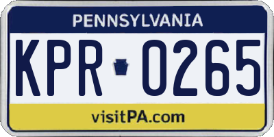 PA license plate KPR0265