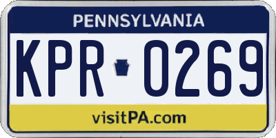 PA license plate KPR0269