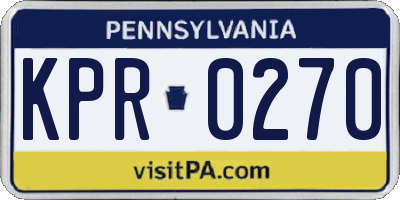 PA license plate KPR0270