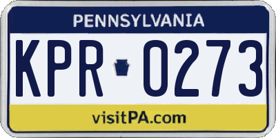 PA license plate KPR0273
