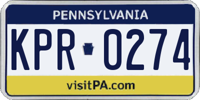PA license plate KPR0274