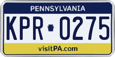PA license plate KPR0275