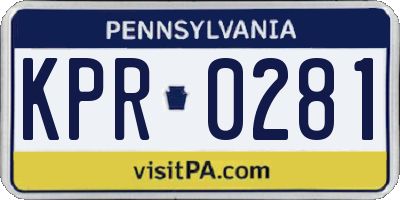 PA license plate KPR0281