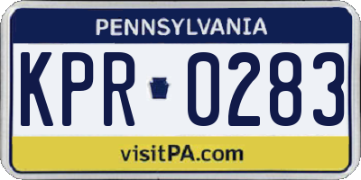 PA license plate KPR0283