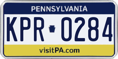 PA license plate KPR0284