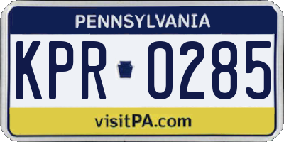 PA license plate KPR0285