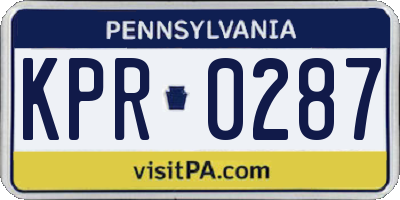 PA license plate KPR0287