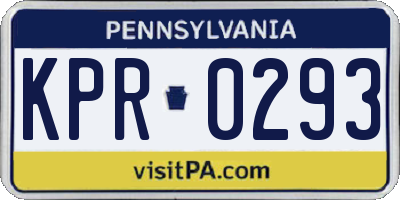 PA license plate KPR0293