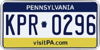 PA license plate KPR0296