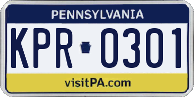 PA license plate KPR0301