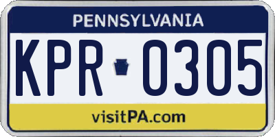 PA license plate KPR0305
