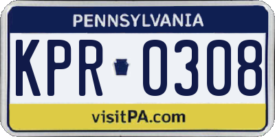 PA license plate KPR0308