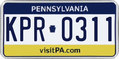 PA license plate KPR0311