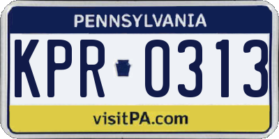 PA license plate KPR0313