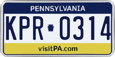PA license plate KPR0314