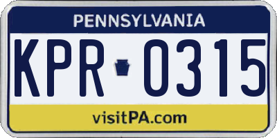 PA license plate KPR0315