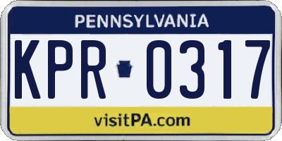 PA license plate KPR0317