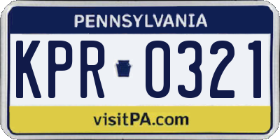 PA license plate KPR0321