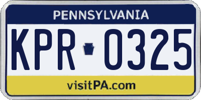 PA license plate KPR0325