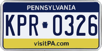 PA license plate KPR0326