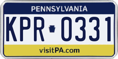 PA license plate KPR0331