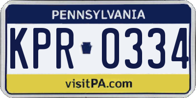 PA license plate KPR0334