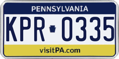 PA license plate KPR0335