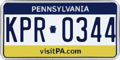 PA license plate KPR0344