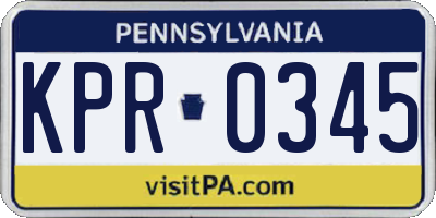 PA license plate KPR0345