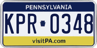 PA license plate KPR0348