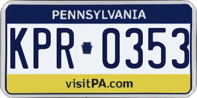 PA license plate KPR0353
