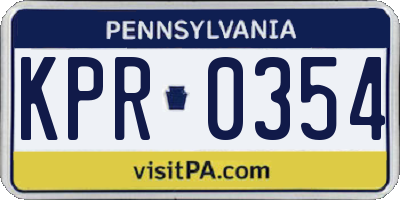 PA license plate KPR0354