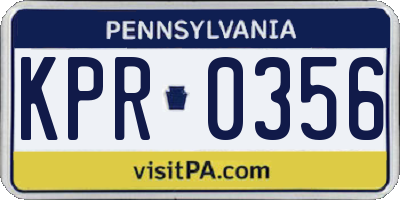 PA license plate KPR0356