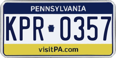 PA license plate KPR0357