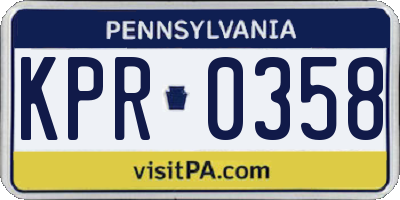 PA license plate KPR0358