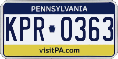 PA license plate KPR0363