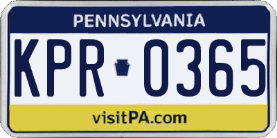 PA license plate KPR0365