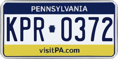 PA license plate KPR0372
