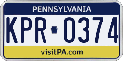 PA license plate KPR0374