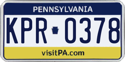 PA license plate KPR0378