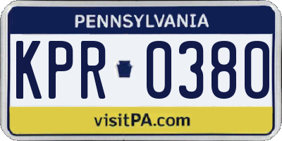 PA license plate KPR0380